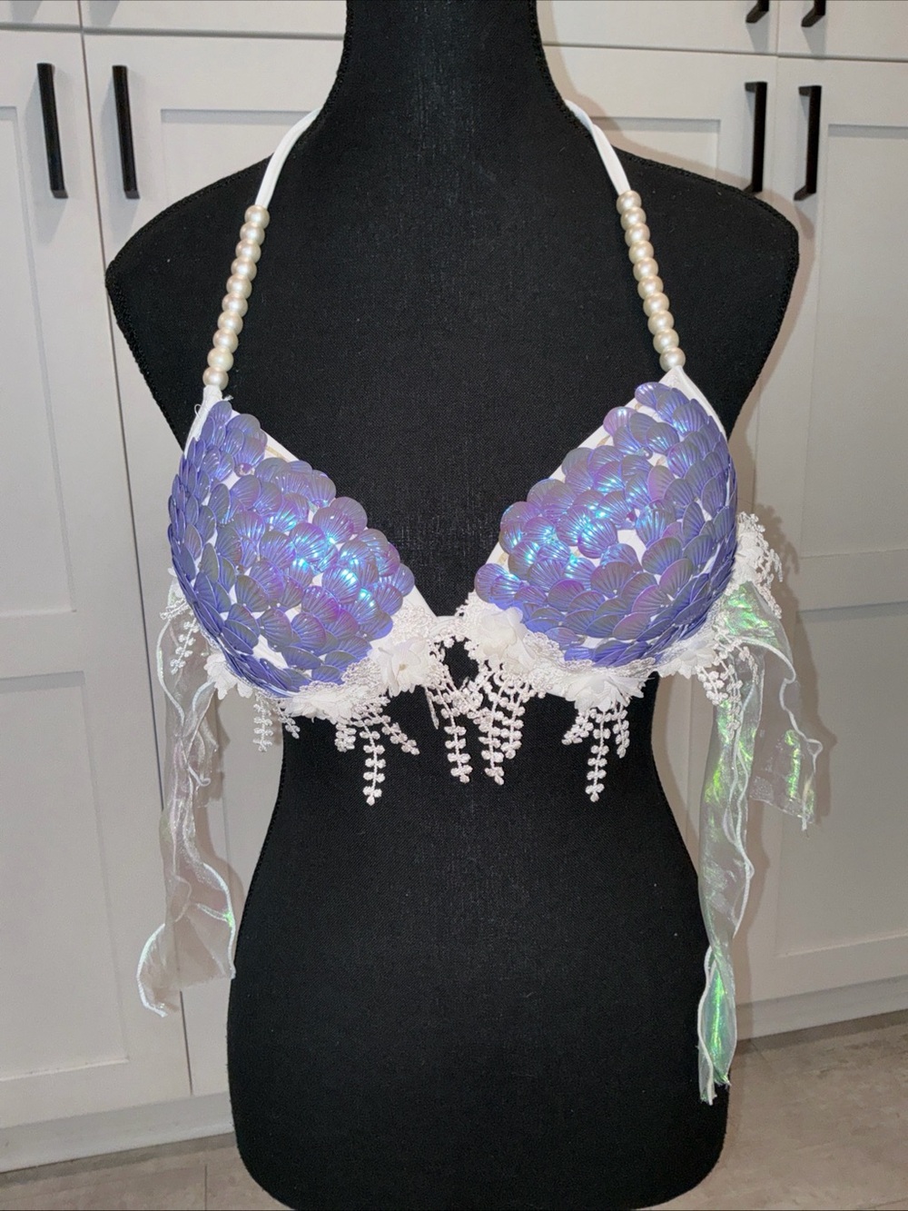 Handmade embellished mermaid seashell top Sz XL cosplay costume